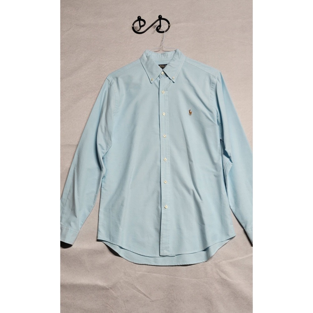 Light Turquoise Ls Button Up Polo Ralph Lauren Cotton Dress Shirt Size M